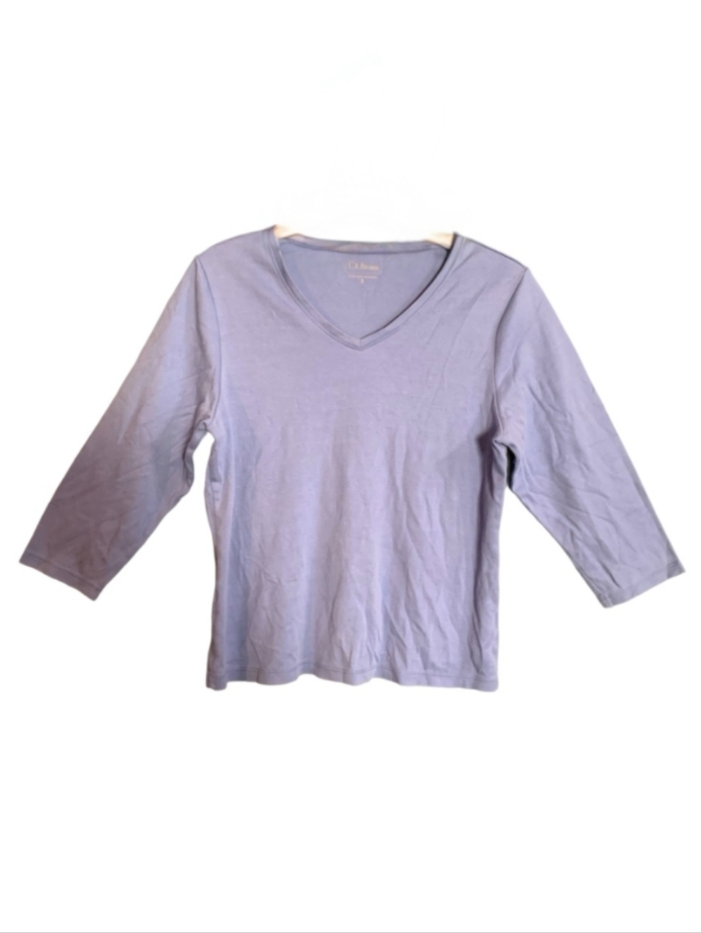 L.L Bean Women's Blue Shirt V-Neck Small Regular Cotton Long Sleeve